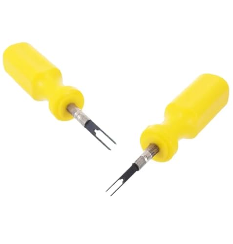 Car Terminal Connector Assembly and Disassembly Tool, Yellow Handle, Stainless Steel Shaft, 2mm/3mm, 2 Pack