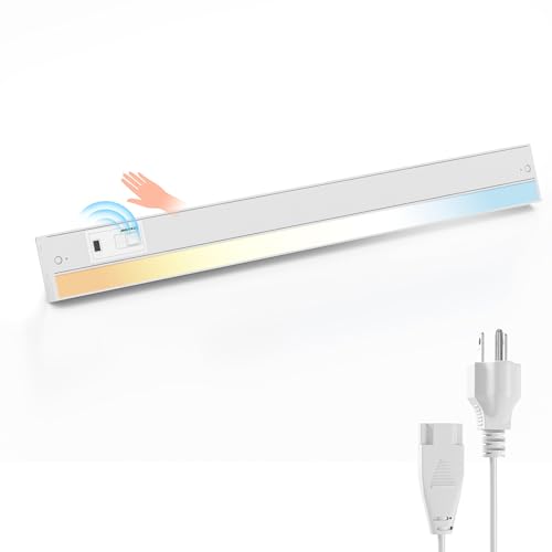 Ensenior 24 Inch Hand Wave LED Under Cabinet Lighting Plug in or Hardwired with Dimmable 5CCT CRI...