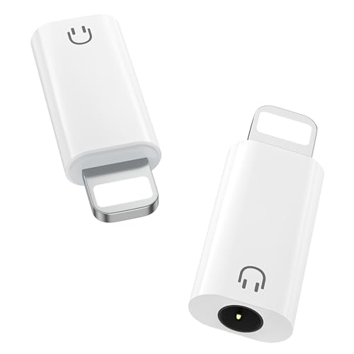 MoKo Lightning auf 3 5-mm Audio Kopfhörer Adapter (Nur zur Wiedergabe) DAC-Chip Lightning auf Aux 3 5 mm Kopfhörer Buchse Audio Dongle für iPhone 14 Pro Max/14 Plus/13 12 11 Pro Max/SE/XS Weiß