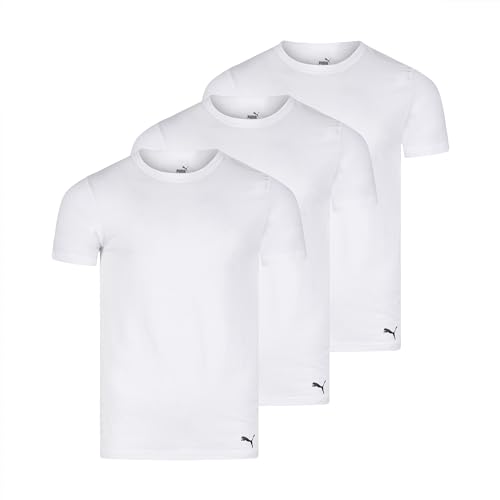 PUMA mens Men's 3 Pack Crew Neck T-shirts Undershirt, White, Small US4