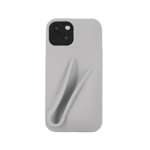 Nkkomura Soft Touch Silicone Lip Gloss Phone Case for iPhone 15/14/13, Minimalist Matte Design, Shockproof & Anti-Fingerprint Cover (Gray)