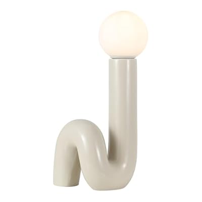 JONATHAN Y JYL5500D Katya 18" Scandinavian Minimalist Ceramic Spiral Tube LED Table Lamp for Bedroom, Living Room, Office, College, Book Case, Nightstands and Coffee Table, Light Gray