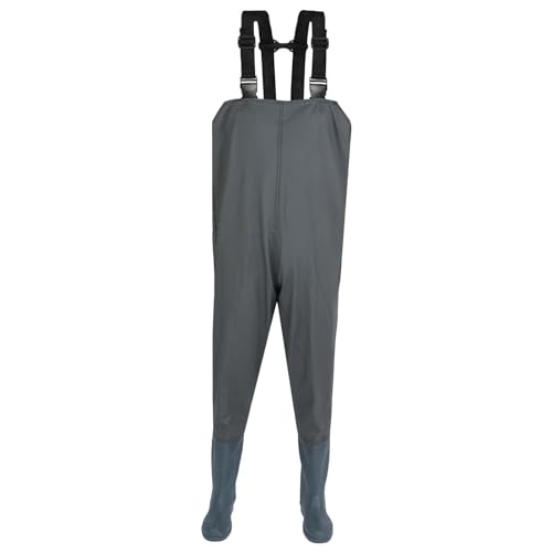 IQYU Pantalones de trabajo para hombre, color azul, peto, para hombre, impermeables, de neopreno, impermeables, con botas, pantalones de peto de lluvia, pantalones funcionales para pesca, granjas,