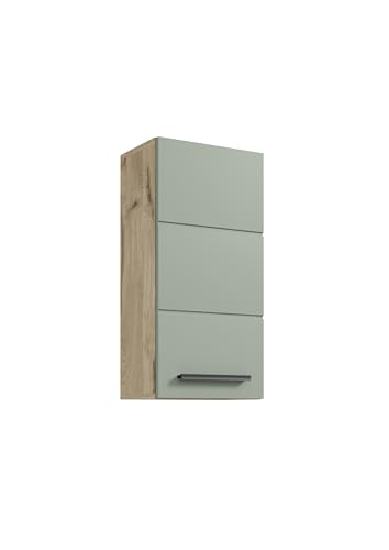 Stella Trading Vista Colgante para Cuarto, diseño de Roble, Color Verde caña, Armario de baño con Mucho Espacio de Almacenamiento, Madera de ingeniería Plástico, Hängeschrank