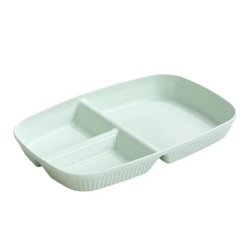 BRZU 落下防止ランチプレート、サラダプレート、仕切り付きディナープレート、壊れにくい、積み重ねてスペースを節約、食堂用食器、麦わらフードトレイ、お手入れ簡単、電子レンジと食器洗い機で子供と大人に安全 (10 枚) (グリーン(10個))