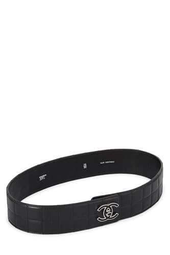 Pre-Loved Black Leather 'CC' Belt 75, Black2