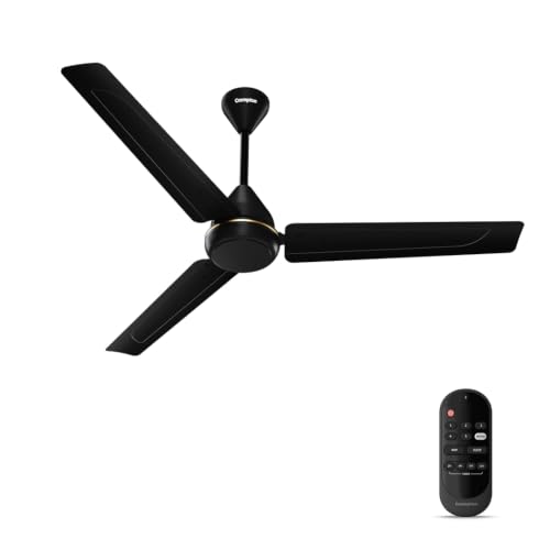Image of Crompton Energion Hyperboost 1200mm BLDC Ceiling Fan | Point Anywhere Remote Control | BEE 5 Star Rated Energy Efficient | Superior Air Delivery | 3 Year Brand Warranty | Matte Black