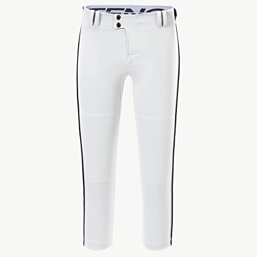 Fiteng Boys' Baseball Pants Kids' Youth Softball Pant Belted Low Rise Fastpitch Pants With Pockets White/Black #TOP1