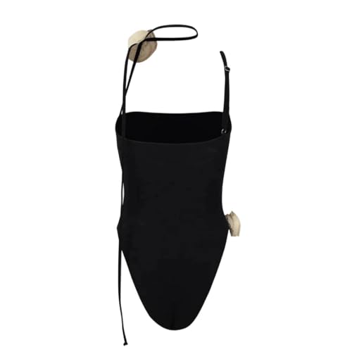 Women's Sexy Rosette Choker Simple One Piece Swimsuit Wd1001d1 S