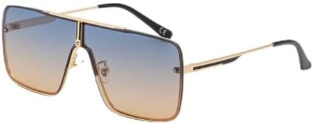 Oversized Steampunk One-Piece Sunglasses For Men Square Rimless Punk Sun Glasses For Male Vintage Eyewear Shades