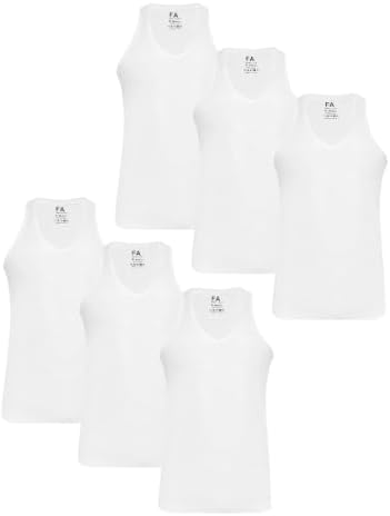Mens Rib Inner Inner Vest White Pack of 6