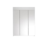 furnling 197800 Serie Amsterdam Spiegelschrank Bad | 3-türiger Hängeschrank mit 6 Einlegeböden | Badschrank | Wandschrank | Alibert | Made in Europe | FSC zertifziert | 71 x 60 x 18 cm, weiß hochglanz