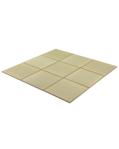 Image of FULI Japanese Square Tatami Mat, 32x32x0.6 in, Natural, 9 Pieces, Igusa