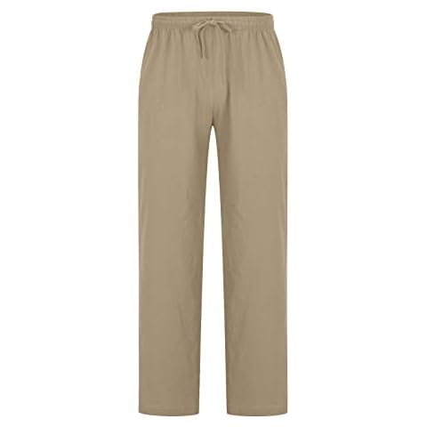 Sporthose Herren Classic Fit Baumwollhose Chinohose Freizeithose Mountain Vintage Cargohose Hose Weich Trainingshose Slim Fit Freizeithose Klassisch Geschnitten Khaki XXXL Cover