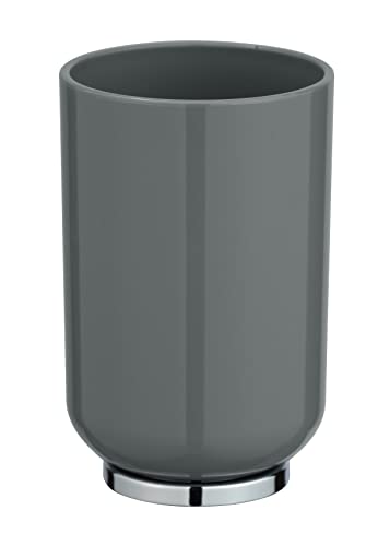 WENKO Gobelet Salle de Bain, Porte Brosse à Dent, Posa, gris/chromé, Ø 7 x 11 cm