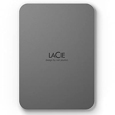 LaCie Mobile Drive Secure 2TB External Hard Drive Portable HDD - Space Grey, USB-C 3.2, for PC and Mac, Post-Consumer Recycled, with Adobe All Apps Plan and Rescue Services (STLR2000400)