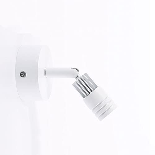 Foco Giratorio de 360° para Pared/Techo, lámpara Decorativa para exhibición de gabinete, decoración Interior, focos para Pasillo, Bar, balcón, mesita de Noche, Aplique de Lectura (Redondo Blanco)