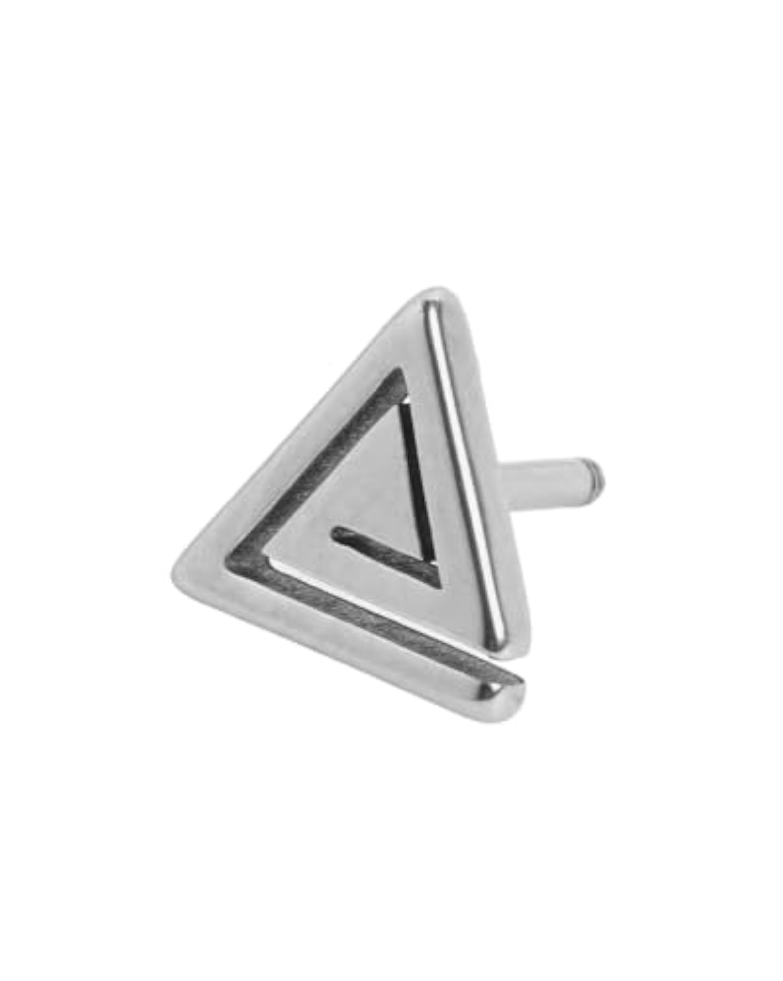 Men's Silver Triangular Earring, Contemporary Design