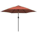 Teenpull Sonnenschirm mit LED-Beleuchtung, 300 cm Terrakotta-Rot, Stahlmast, neigbar, wasserabweisend, für Garten, Terrasse, Outdoor-Bereich