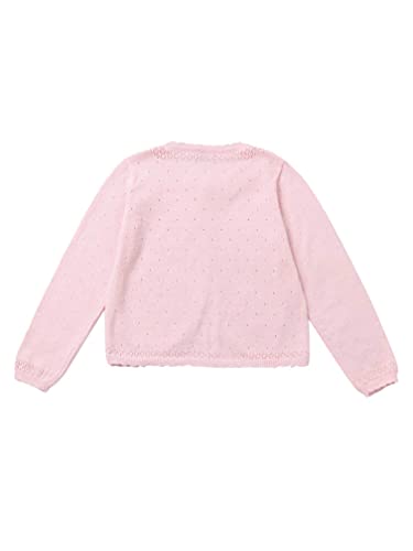 easyforever Kids Girls Lace Floral Cardigan One Button Closure Long Sleeves Bolero Shrug Knit Sweater Dress Cover Up4