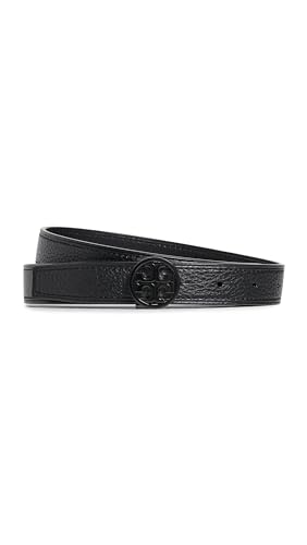 Tory Burch Womens Miller Reversible Powder Coated Belt Black Small