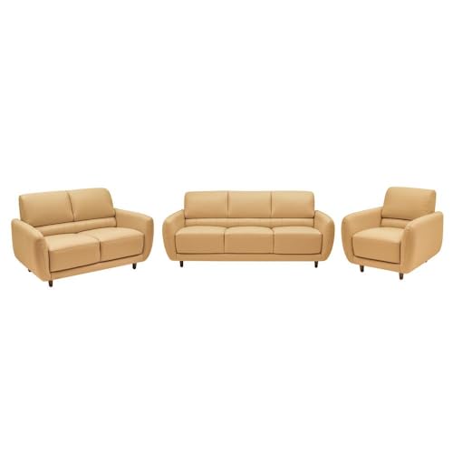 Image of Wakefit Sofa Set | 5 Year Warranty | Sofa 6 Seater, 6 Seater Sofa for Living Room, Wooden Sofa Set, Sofa Set 3+2+1 Seater - Solomon(Robin : Ivory)