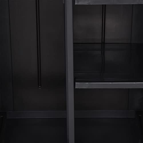Gartenschrank Schwarz 65x37x165cm - Wetterfester PP Geräteschrank Für Terrasse & Garten