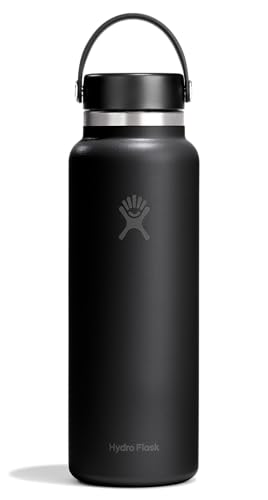 Image of Hydro Flask Water Bottle - Insulated Stainless Steel - Wide Mouth Flex Lid, Non Spill, Leakproof and Refillable in 40 Oz Tonal Black