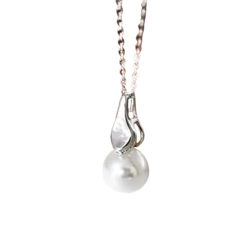 Collier de perles blanches YZCIS argent sterling et zircone cubique
