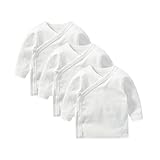 RUKOSU Baby 3-Pack Long Sleeve Side-snap Cotton Shirt Unisex Newborn Girls Boys Kimono Tee Shirts Top White 9 Months