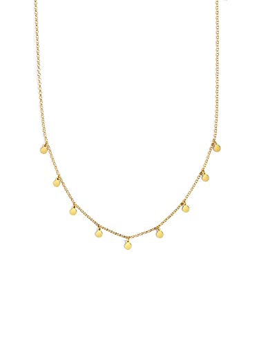 Singularu - Collar Mini Moons 3mm - Colgante En Plata De Ley 925 - Cadena Con Mini Medallas De Talla Unica - Joyas Para Mujer - Hecho En España - Baño De Oro De 18 Kt.