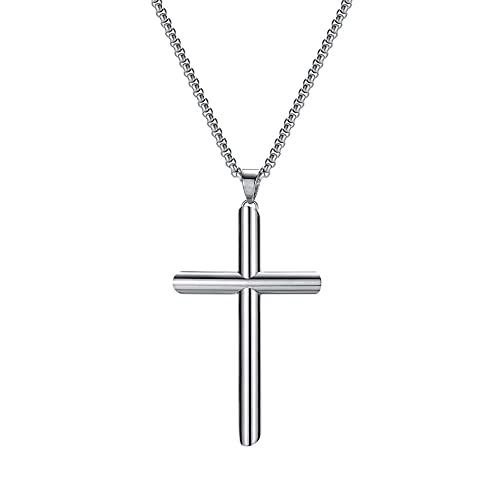 Crucifix uni simple colliers argent or grand collier croix hommes acier inoxydable hypoallergénique
