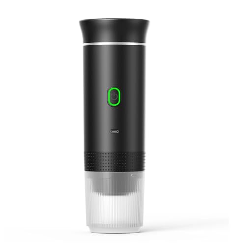 ワイヤレス電動ポータブルエスプレッソコーヒーマシン、車や自宅キャンプ用コーヒーメーカー、3イン1カプセルパウダートラベルコーヒーメーカー(Black)