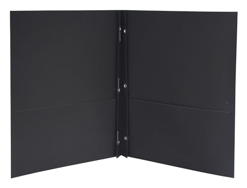 School Smart Heavy Duty 2 Pocket Portfolio with 3 Hole Fastener - 9 1/2 x 12 in - 25 Pack - Black by School Smart - Used condition - CA$5.44