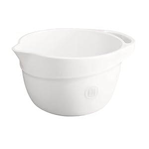 Emile Henry Flour Mixing Bowl, 4.5L, Ceramic, Classic, Burgundy, France, 11.5×6.3in, 10YR Warranty