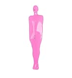 ZHUWWQPINGIKERKRW Lange Ärmel Reißverschluss Open Body Strumpfhosen Latex PVC Catsuit Einteilige Strumpfhose Vollmantel, rose, 6X-Large