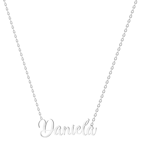 various Collar Nombre Daniela Acero Inoxidable-Colgante Nombre Personalizado Plateado para Collar Mujer-Regalos Personalizados para Mujer Madres Niña Parejas, Mejor Amiga