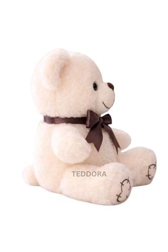 Image of Teddy Bear with Ribbon Tie Soft Toy for Girls Boys Kids,Butter,Teddy Animal Plush Stuffed Baby Gift Birthday, 18cm