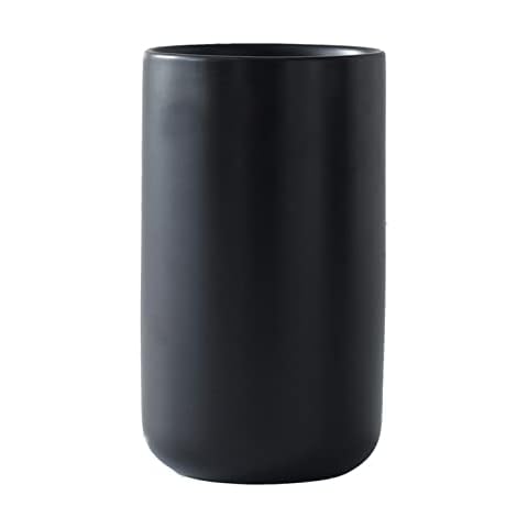 HANTURE Modern Kitchen Utensil Holder 7 x 4 inch Black Ceramic Utensil Caddy for Kitchen Counter Simple Design Utensil Crock for Kitchen Countertop Cooking Spoons Storage, L Cover