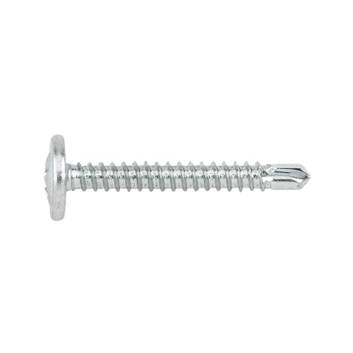 INDEX Fixing Systems TAEZ4213 [TAEZ] Tornillo autotaladrante de cabeza alomada baja, huella Phillips y arandela estampada. Zincado (4,2 x 13), 4,2 x 13 mm, Set de 500 Piezas