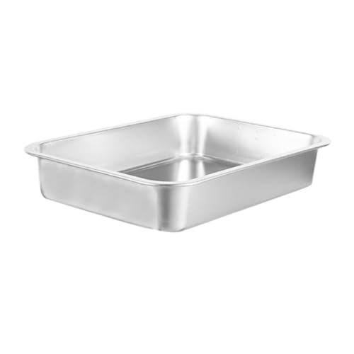 Cabilock Deep Food Holding Plate Stainless Steel Serving Trays Lids Buffet Catering Trays 32x22cm