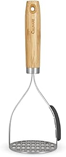 Culinare Naturals C70008 Masher | Sustainable Bamboo/Stainless Steel | (L)270mm x (W)105mm | Manual Hand Held Mashing Tool/Kitchen Utensil | Metal Masher/Includes Pan Scraper | Not Dishwasher Safe