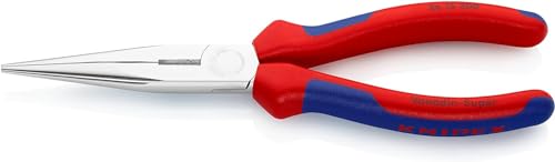 KNIPEX Flachrundzange mit Schneide (Storchschnabelzange) mit Comfort-Griffen verchromt 200 mm 26 15 200 SB