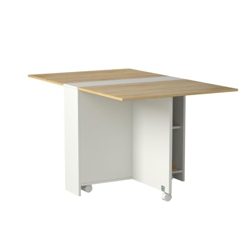 image for Tiptiper Folding Dining, Versatile Dinner Table with 6 Wheels and 2 St