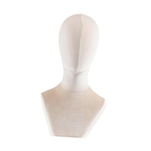Modèle de tête mannequin pour perruque avec porte-tête en tissu beige à fond carré