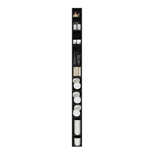 Image of Furinno Fulda Book Shelf, 10-Tier Bookshelf, Space Saving Storage Shelf Bookcase, 9.2 x 5.9 x 78.7, for Living Room, Bedroom, Home Office, Blackwood