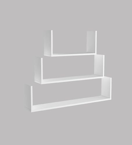 Image of Kite Multipurpose Modular Wall Racks /Shelves /Organiser /Decor Particle Board Wall Shelf (Number of Shelves - 3, White)