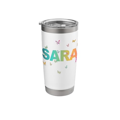 Sara - Beautiful Name with colorful Butterflies Stainless Steel Insulated Tumbler