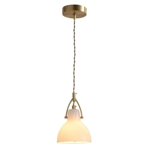Lustre de comptoir vintage avec lampe suspendue en verre et laiton rustique