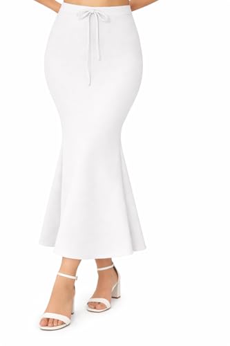 Image of Women's Seamless Cotton-Blend Saree Shapewear Petticoat - High-Waist Underskirt (S-XXL) - Fish-Cut, Breathable & Stretchable for Daily, Party